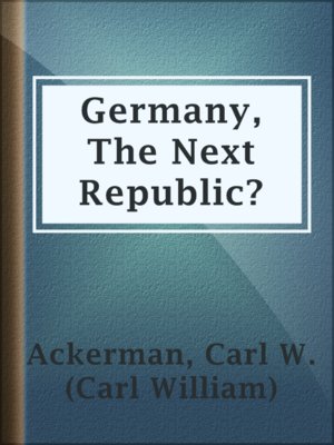 cover image of Germany, The Next Republic?
